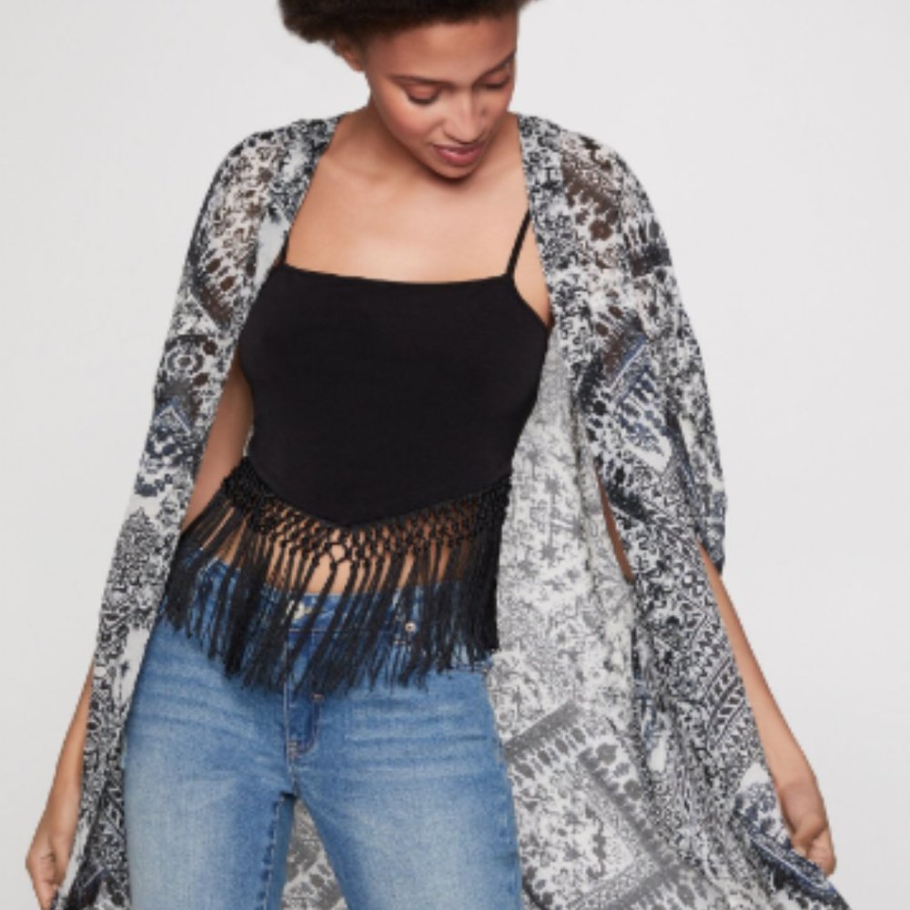 NWT BCBGeneration Tassel Trim beach cover Kimono
